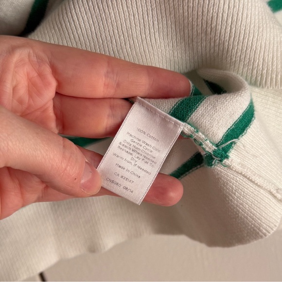 Talbots Button Front Cardigan Green and White Stripe Bicycle Women’s Size 2X - Picture 9 of 9